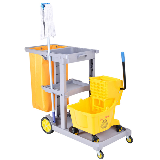 Hotel Cleaning Trolley Cleaning Carts Janitor Cart with Mop Bucket