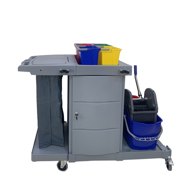 Hotel Cleaning Trolley Cleaning Carts Janitor Cart with Mop Bucket