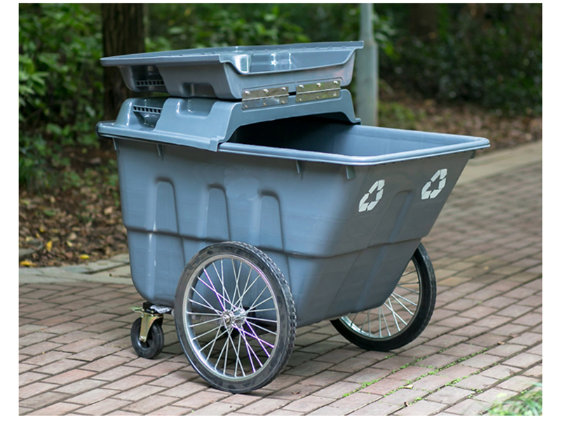 400 Liter Garbage Trolley Green Grey Wheeled Dumping Cart Outdoor ...