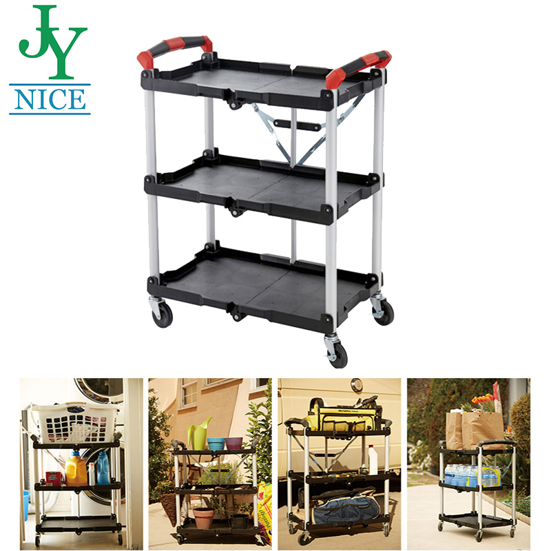 Factory made Wholesale 3 Tiers Plastic Restaurant Servicing Cart Food