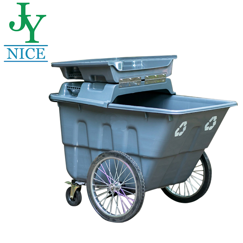 400 Liter Garbage Trolley Green Grey Wheeled Dumping Cart Outdoor ...