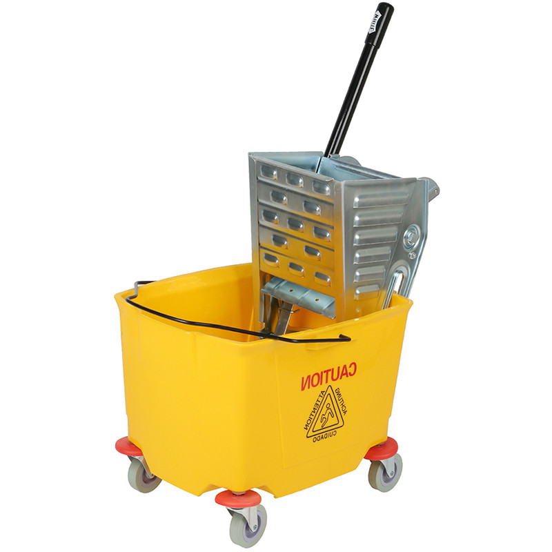 Commercial Mop Bucket Side Press Cleaning Wringer On Wheels Trolley 35 Quart Down Pressing